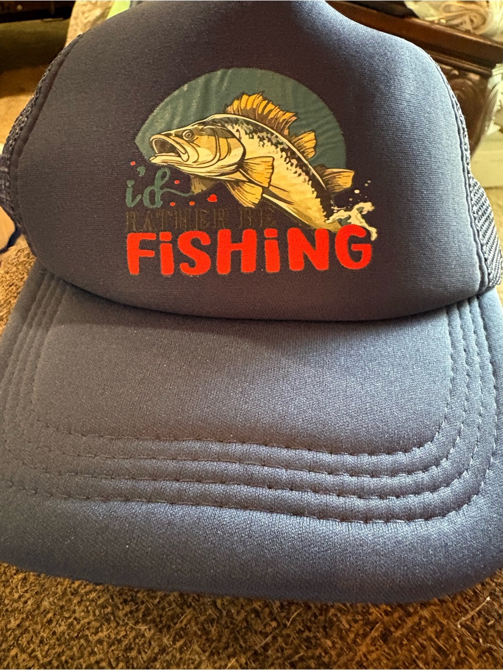 Fishing Trucker Hat - Gray with Red 'Fishing' Graphic